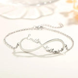 Personalized Name Bracelet Women Rose Silver Stainless Steel Jewelry
