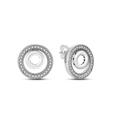 Silver Circle Stud Earrings for Women
