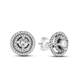 Silver Circle Stud Earrings for Women