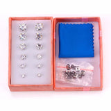 Square Shape CZ Stainless Steel Stud Earring 3-8mm 6Pairs/Box Earrings Sets