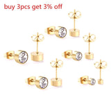 Rose Stainless Steel Round Cubic Earrings Set