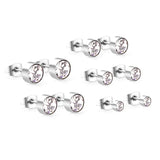 Rose Stainless Steel Round Cubic Earrings Set