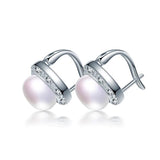 925 Silver Zircon Pearl Stud Earrings for Women