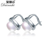 925 Silver Zircon Pearl Stud Earrings for Women