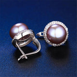 925 Silver Zircon Pearl Stud Earrings for Women