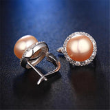 925 Silver Zircon Pearl Stud Earrings for Women