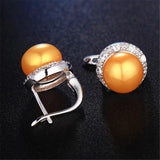 925 Silver Zircon Pearl Stud Earrings for Women