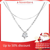 925 Silver Double Zircon Necklace For Women