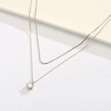 925 Silver Double Zircon Necklace For Women