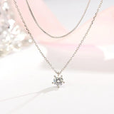 925 Silver Double Zircon Necklace For Women