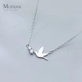 925 Silver Sky Bird Necklace Pendant Clear Zircon Chain Charm Jewelry