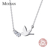 925 Silver Sky Bird Necklace Pendant Clear Zircon Chain Charm Jewelry
