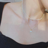 925 Silver Heart Pendant Necklace with Zircon & Opal