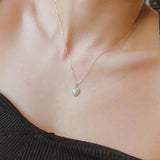 925 Silver Heart Pendant Necklace with Zircon & Opal