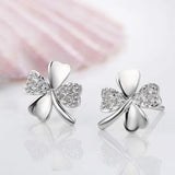 925 Silver Heart Earring Lucky Clover Stud Earring Gift