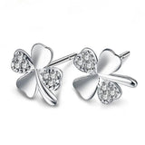 925 Silver Heart Earring Lucky Clover Stud Earring Gift