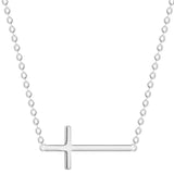925 Sterling Silver Cross Pendant Necklace Women Sweet Wild Short Design