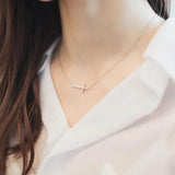 925 Sterling Silver Cross Pendant Necklace Women Sweet Wild Short Design