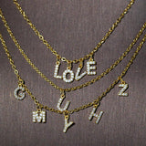 Custom Initial Letter Zircon Necklace Stainless Steel Jewelry