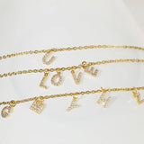 Custom Initial Letter Zircon Necklace Stainless Steel Jewelry