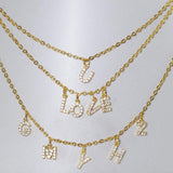 Women's Initial Letter Zircon Necklace Stainless Steel Jewelry