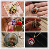 Photo Necklace Nameplate Pendant for Kids Family Memory Jewelry Collar
