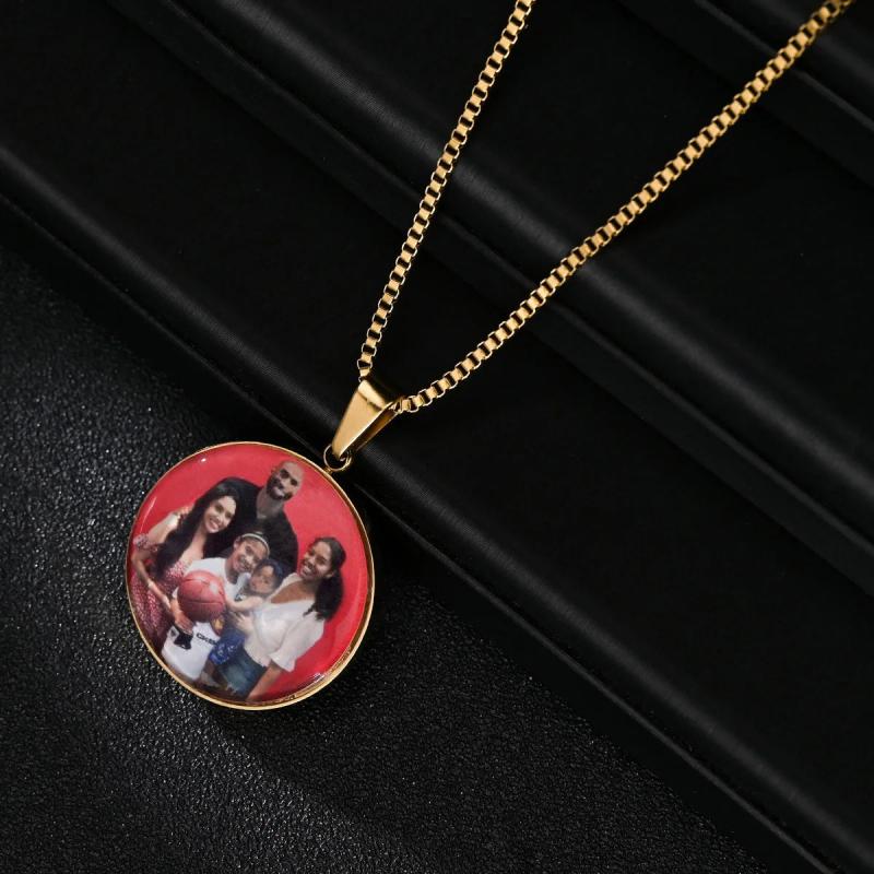 Custom Photo Pendant Necklace Personalized Picture Heart Pendant Family Jewelry