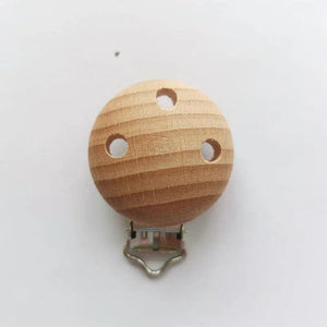 4pcs Natural Baby Pacifier Clips Wood Metal Holders DIY Baby Toy