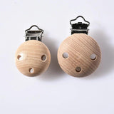 4pcs Natural Baby Pacifier Clips Wood Metal Holders DIY Baby Toy