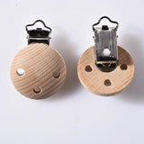 4pcs Natural Baby Pacifier Clips Wood Metal Holders DIY Baby Toy