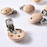 4pcs Natural Baby Pacifier Clips Wood Metal Holders DIY Baby Toy