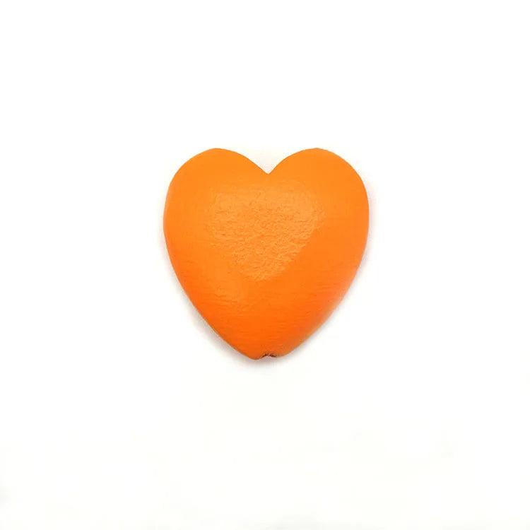 10Pcs 25mm Heart Wooden Beads DIY Crafts Jewelry Hemu Loose Beads