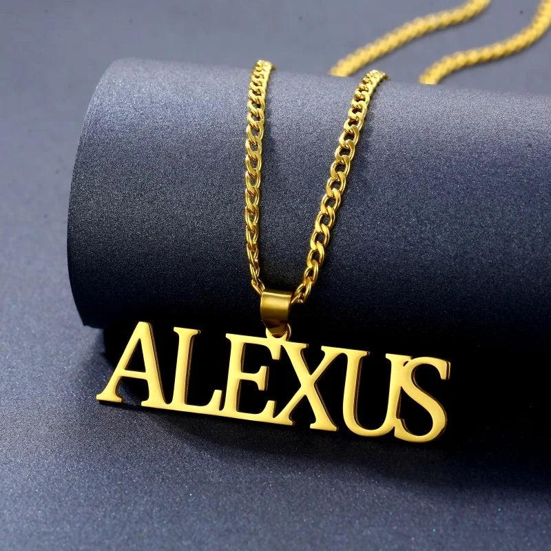 Personalized Name Pendant Necklaces Stainless Steel Chain Choker Necklace
