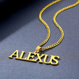 Personalized Name Pendant Necklaces Stainless Steel Chain Choker Necklace