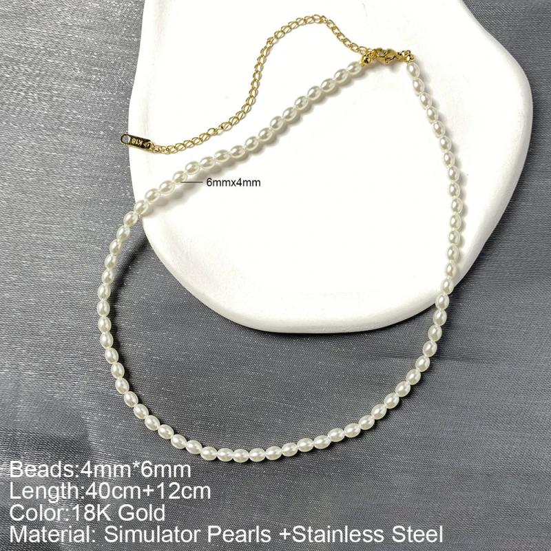 Personalized Initial Letter Necklace Zircon Collares Pearl Chain