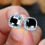 Vintage Opal Rainbow Zircon Earrings Silver Studs