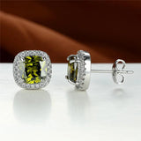 Vintage Opal Rainbow Zircon Earrings Silver Studs