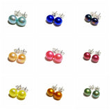 925 Silver Pink Pearl Stud Earrings 7-8mm High Luster