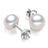 925 Silver Pink Pearl Stud Earrings 7-8mm High Luster