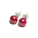 925 Silver Pink Pearl Stud Earrings 7-8mm High Luster