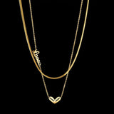 Heart Name Double Layer Chain Engrave Necklace