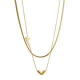 Heart Name Double Layer Chain Engrave Necklace