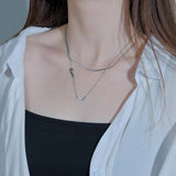 Heart Name Double Layer Chain Engrave Necklace