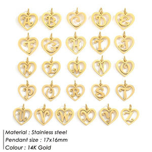 Lucky Letter Initial Pendant Name Necklace for Women - Stainless Steel