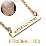 Personalized Engraved Name Necklace Metal Pendant Bar Charm Jewelry Gift