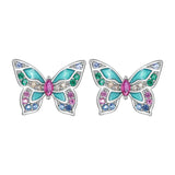 925 Silver Rainbow CZ Dragonfly Stud Earrings Insect Ear Studs Party Gift