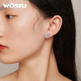 925 Silver Rainbow CZ Dragonfly Stud Earrings Insect Ear Studs Party Gift