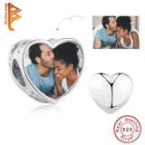 925 Sterling Silver Heart Bead Bracelet Personalized Photo Jewelry Gift