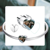 925 Sterling Silver Heart Bead Bracelet Personalized Photo Jewelry Gift