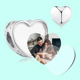 925 Sterling Silver Heart Bead Bracelet Personalized Photo Jewelry Gift